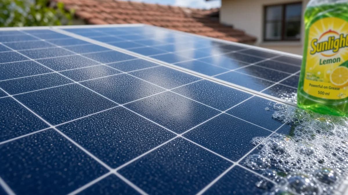 Clean solar panels versus soapy residue – why household detergents can harm performance